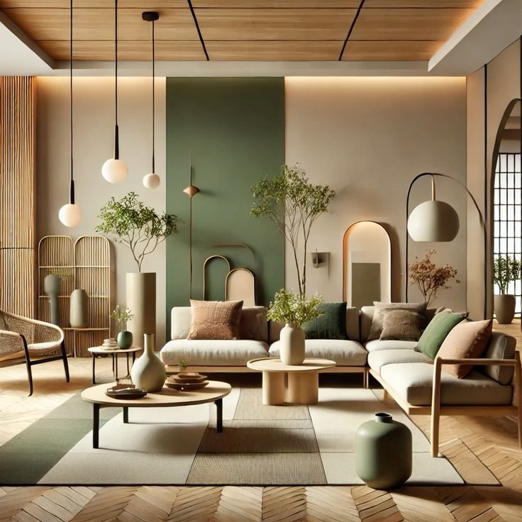 Calm, interesting, functional living room